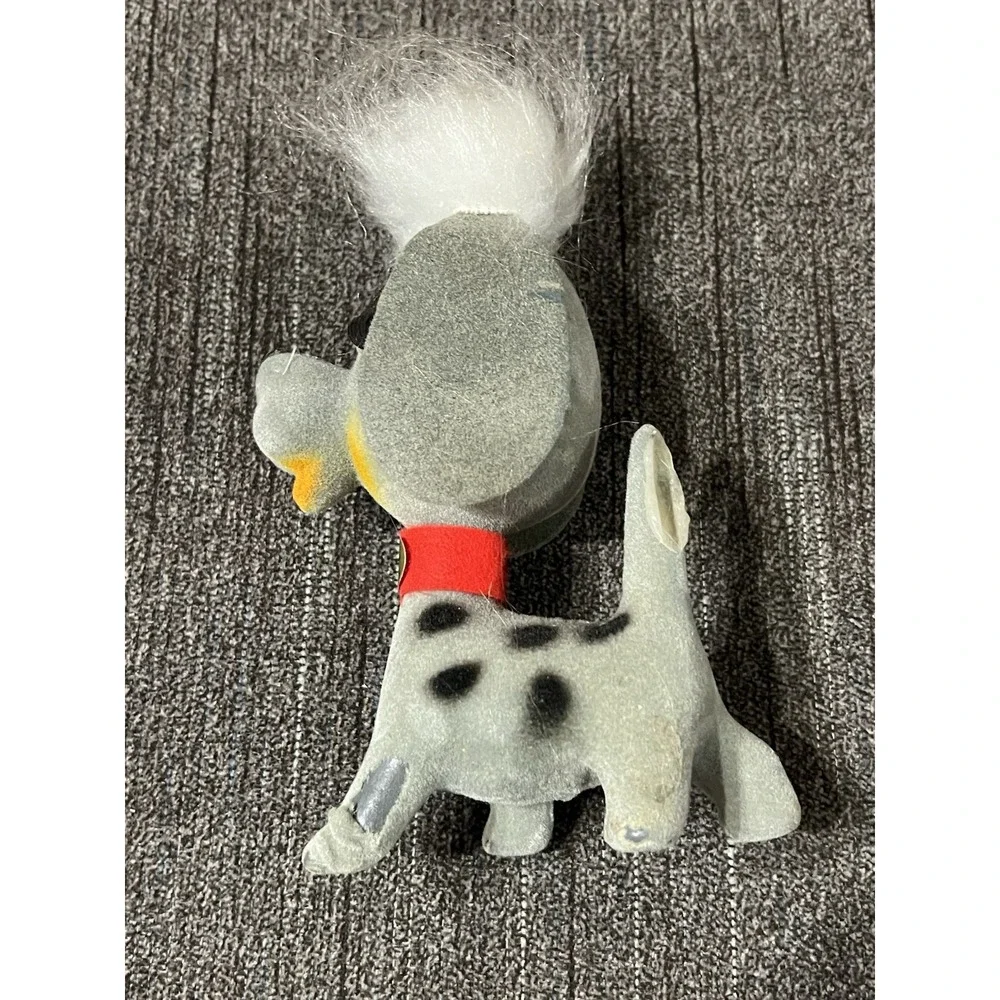 Regd Designs Vtg Flocked‎ Dog w/ Attitude! Velvet Gray w/ Spots Very Good Cond!